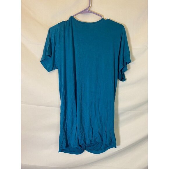 OH MAMMA WOMENS PLUS SIZE 2X BLUE TOP SHIRT BLOUSE SHORT SLEEVE maternity - Picture 2 of 2